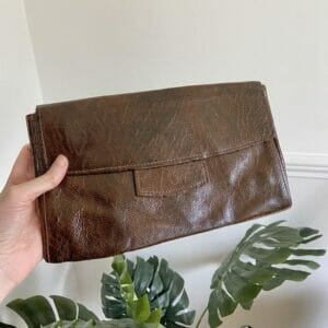 Vintage brown snakeskin print clutch bag purse flap over clutch bag • vintage purse vintage clutch bag • still in good condition, there may be signs of wear due to it being vintage • £12
