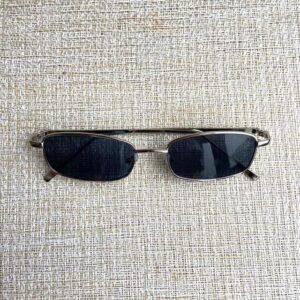 Black sunglasses with silver thin frame rectangle sunglasses –  One Size Women’s