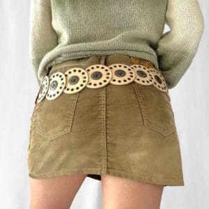 Brown floral patterned micro mesh lettuce trim midi skirt –  Size 16 Women’s