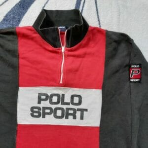 Vintage OG Rare Polo Sport Ralph Lauren Quarter Zip Spell Out Sweater Sweatshirt jumper Pullover