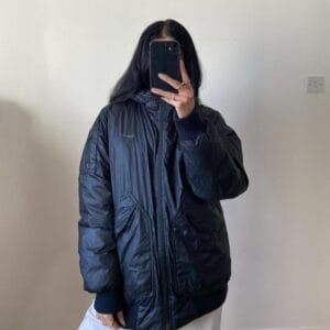Unisex vintage nike black puffer jacket puffer coat padded coat with zip closure, zip pocket
