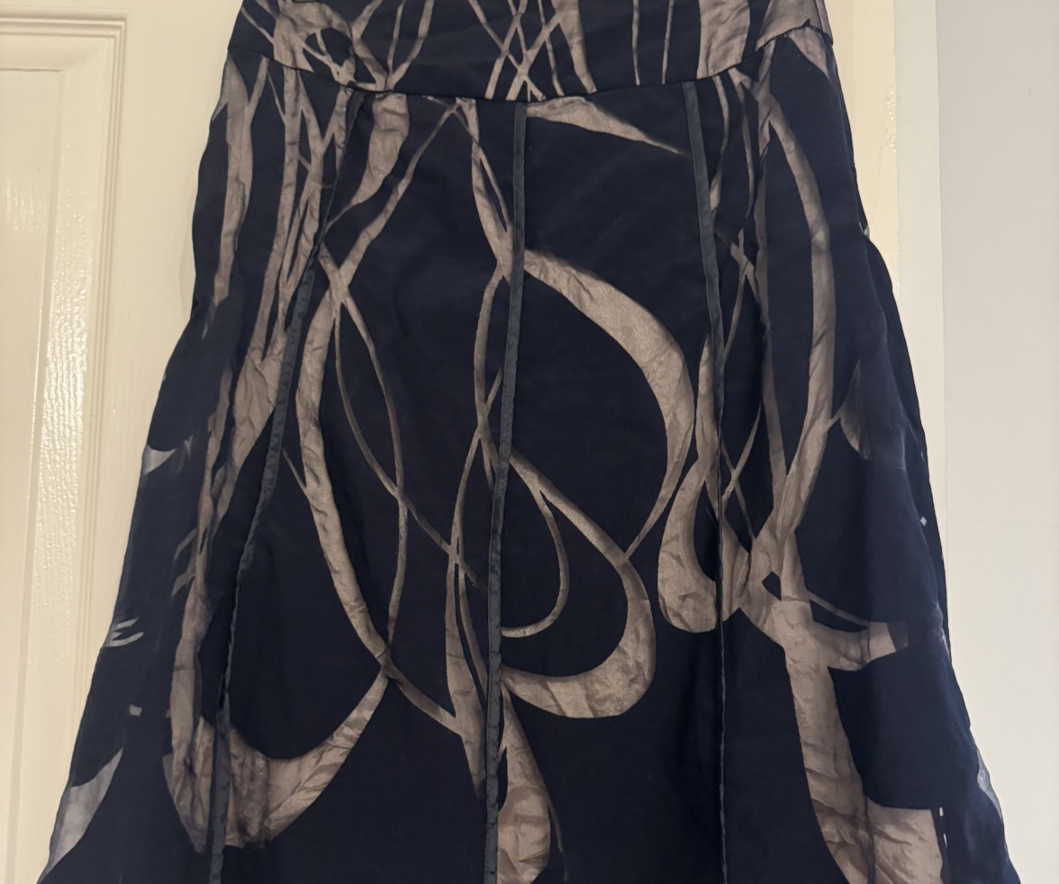 Women's Navy Blue Skirt with Abstract Print