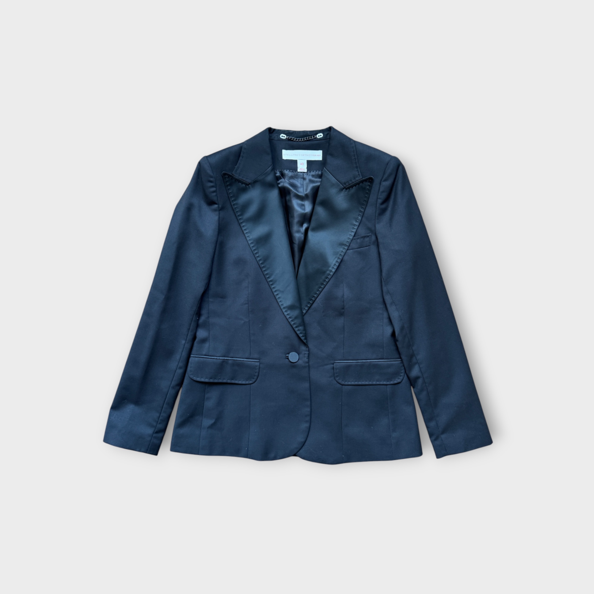 Luxury Tailored Black Satin Stella McCartney for H and M Blazer