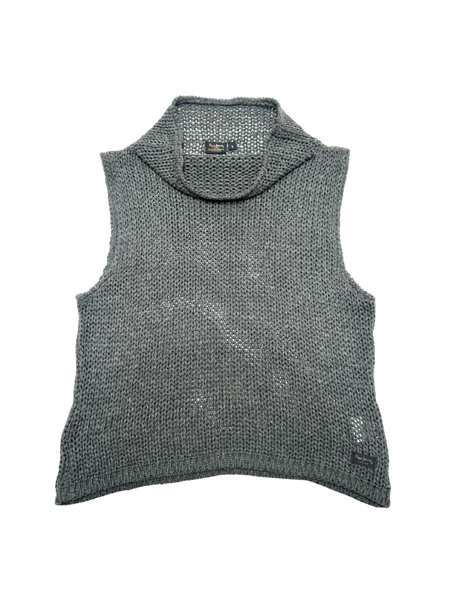 Pepe Jeans grey sleeveless knit turtleneck