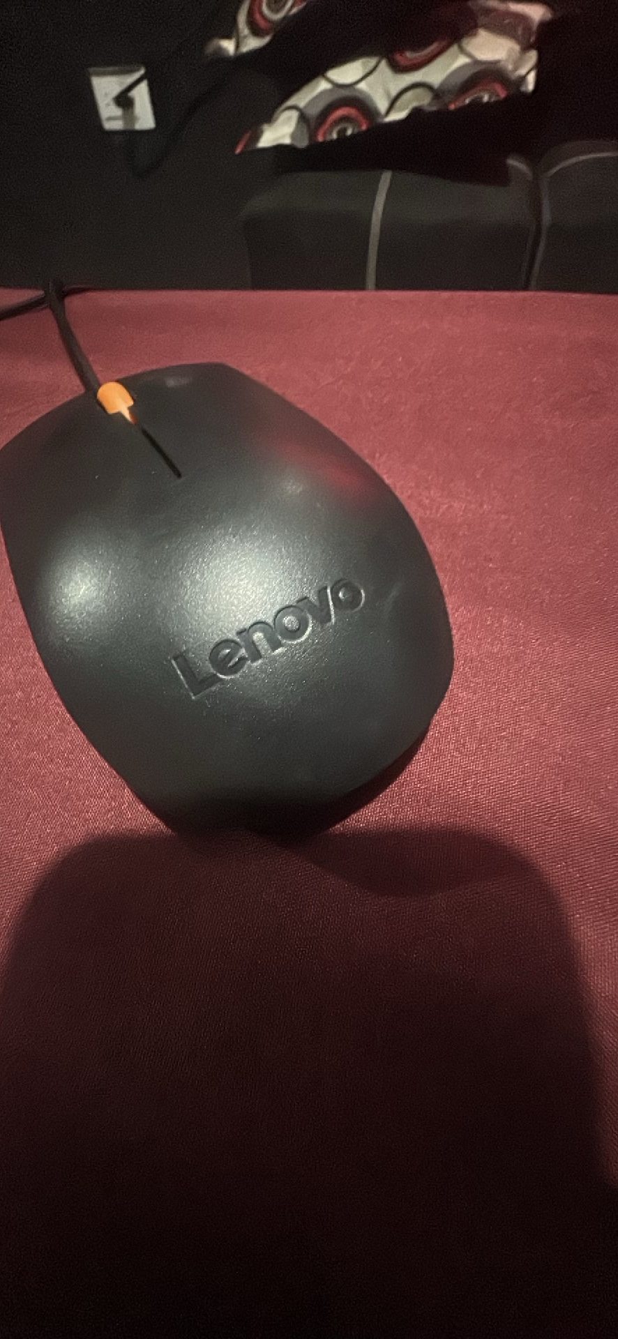 Lenovo Wired Mouse with Orange Accents