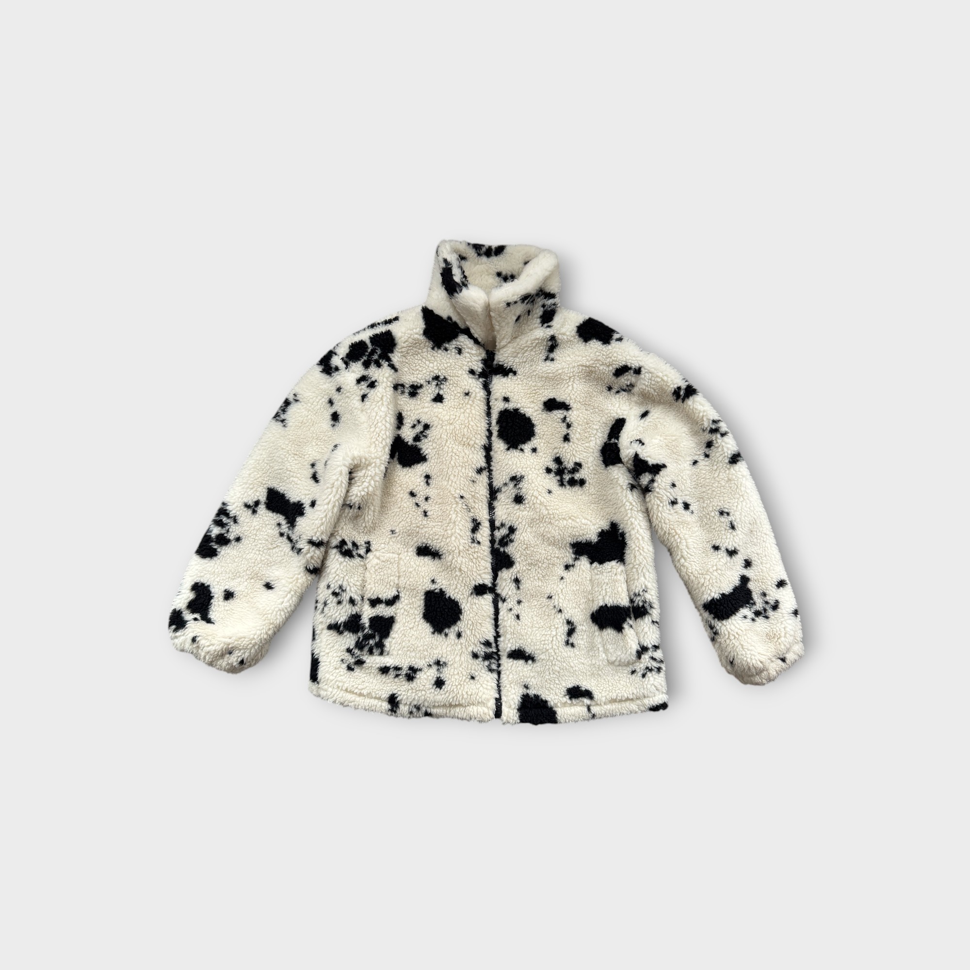 Premium Cream Dalmatian-Print Sherpa Fleece Jacket Unisex UK Size Not Specified