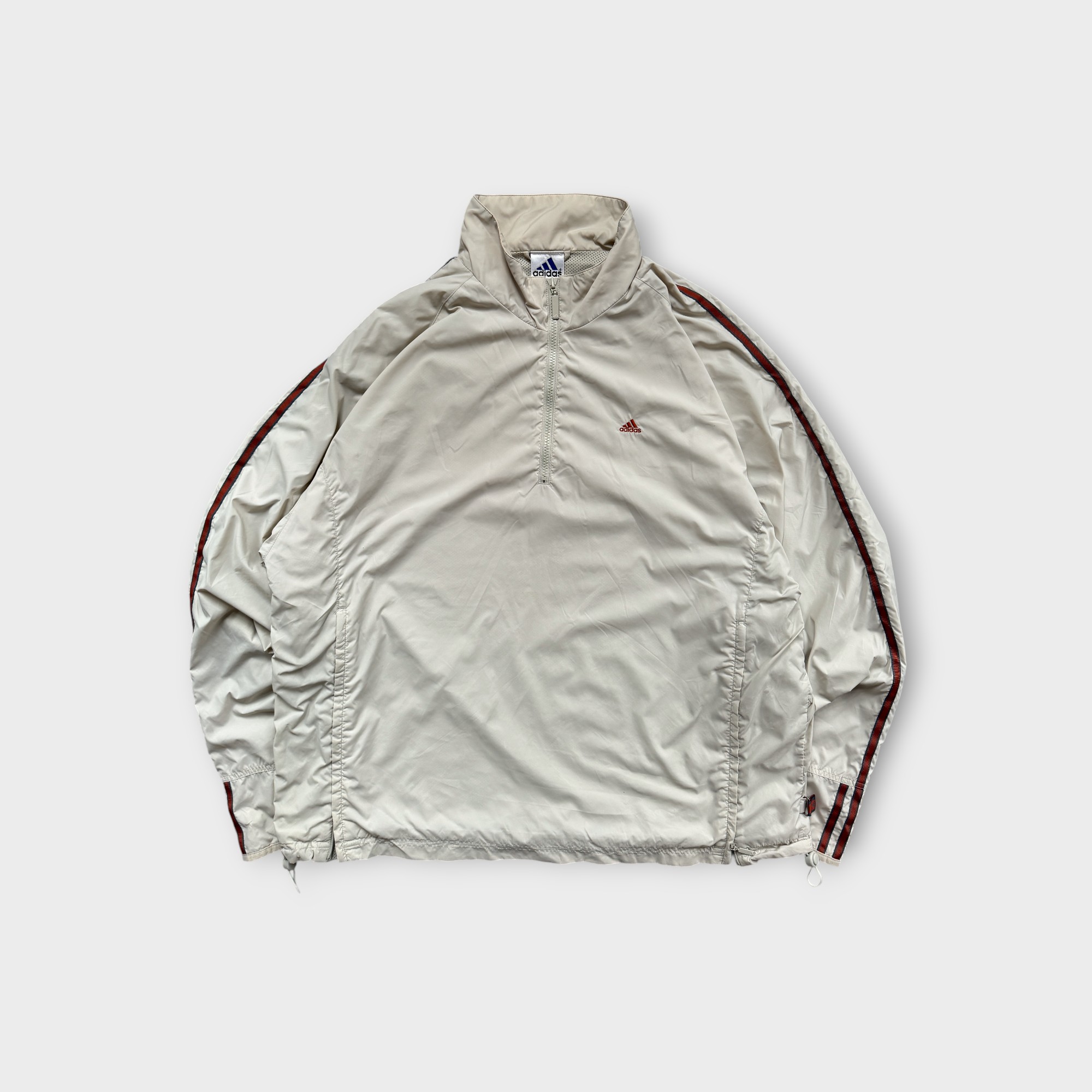 Vintage 1990s Adidas 1/2 Zip Beige Orange Windbreaker Jacket