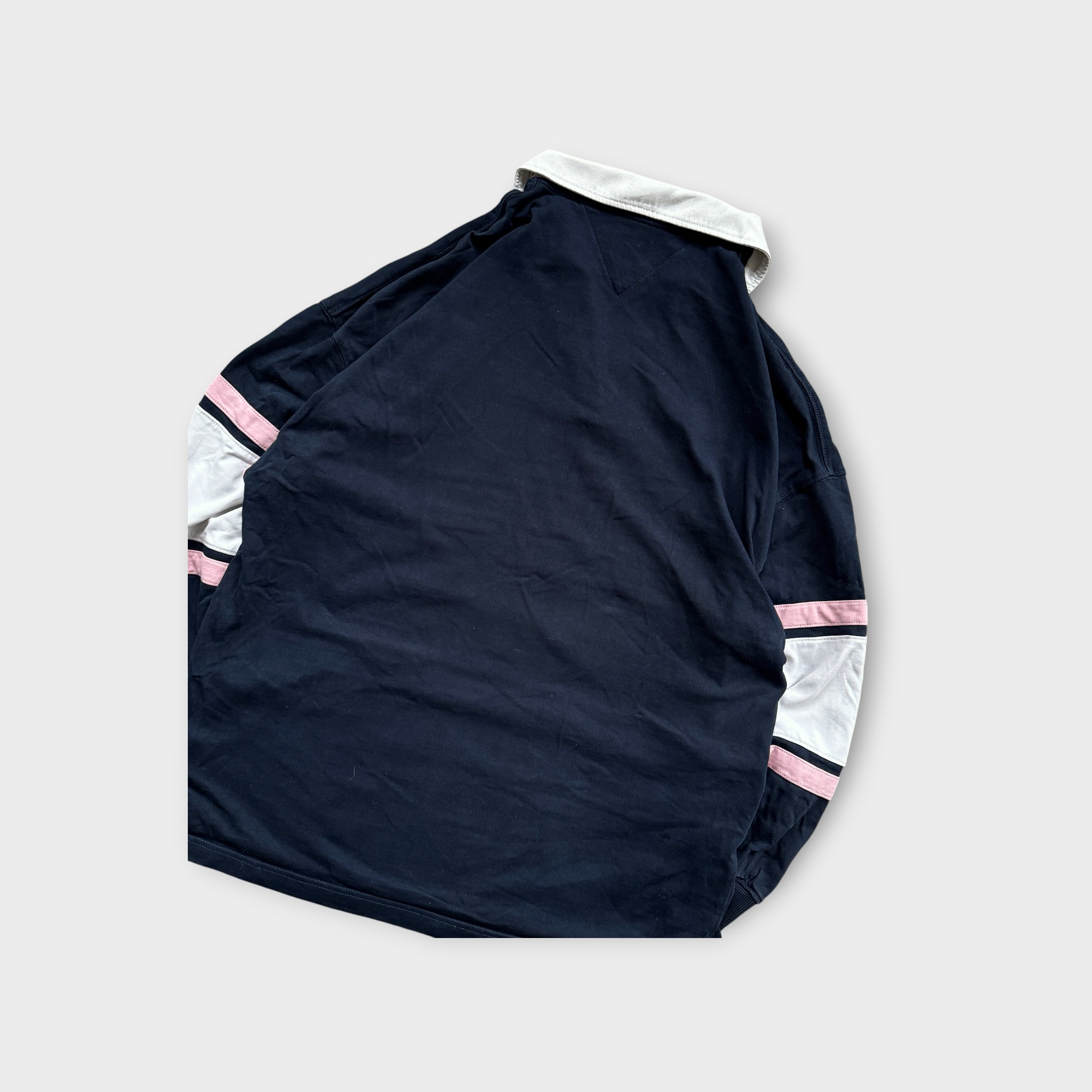 Vintage Tommy Hilfiger Rugby Polo Navy Pink White Stripe image 4