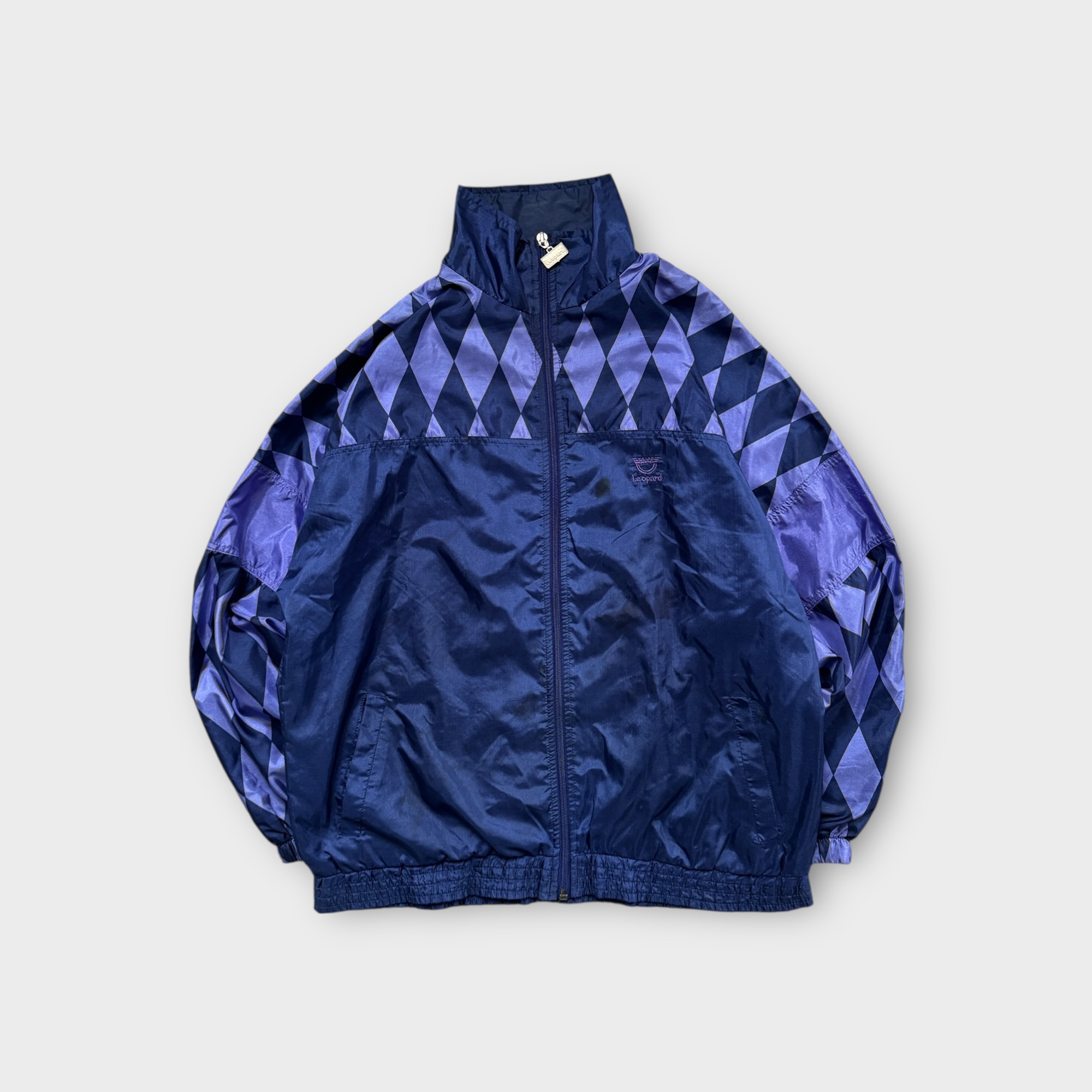 Vintage Leopard Windbreaker with Diamond Design