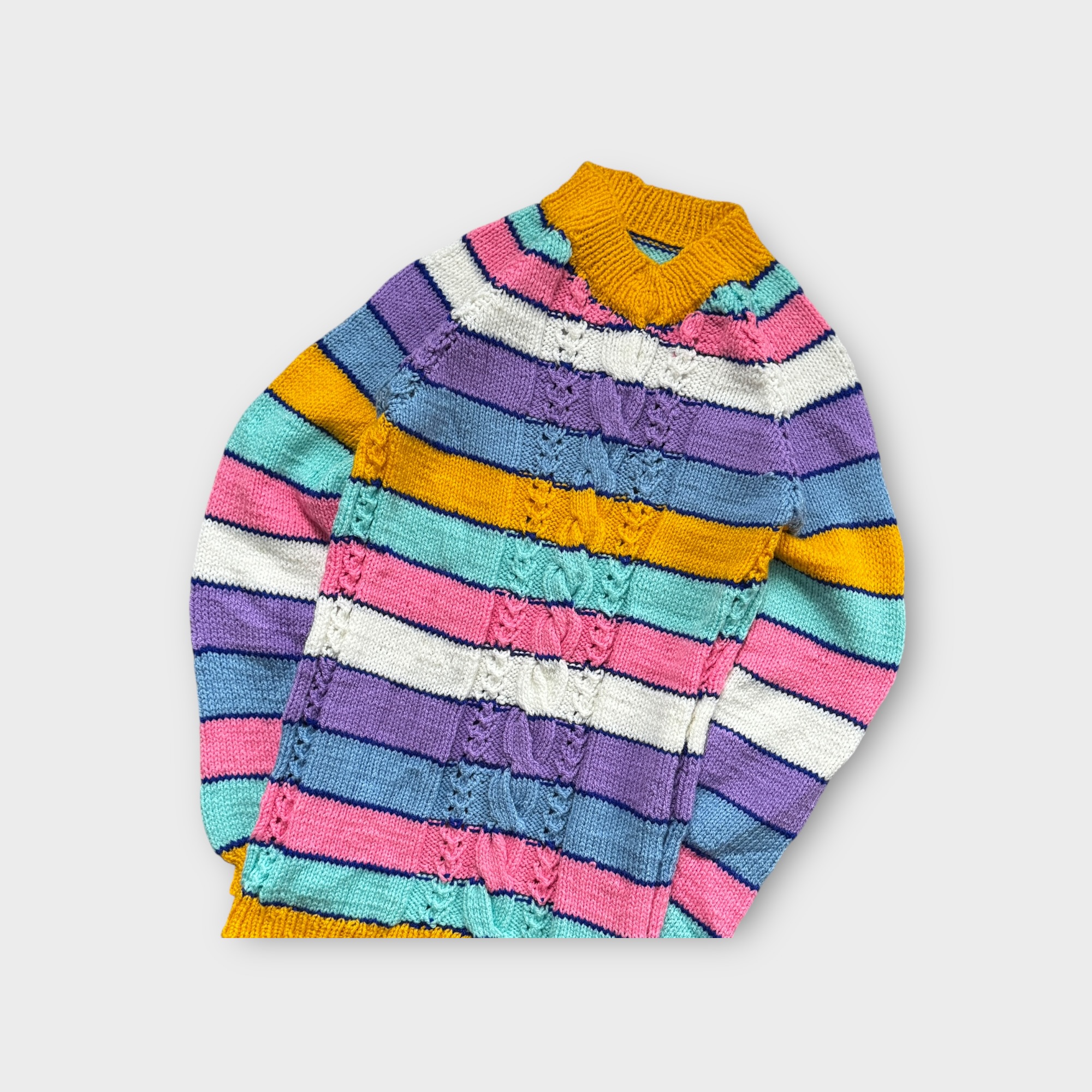 Vintage Multicolour Knit Sweater with Striped Design image 3