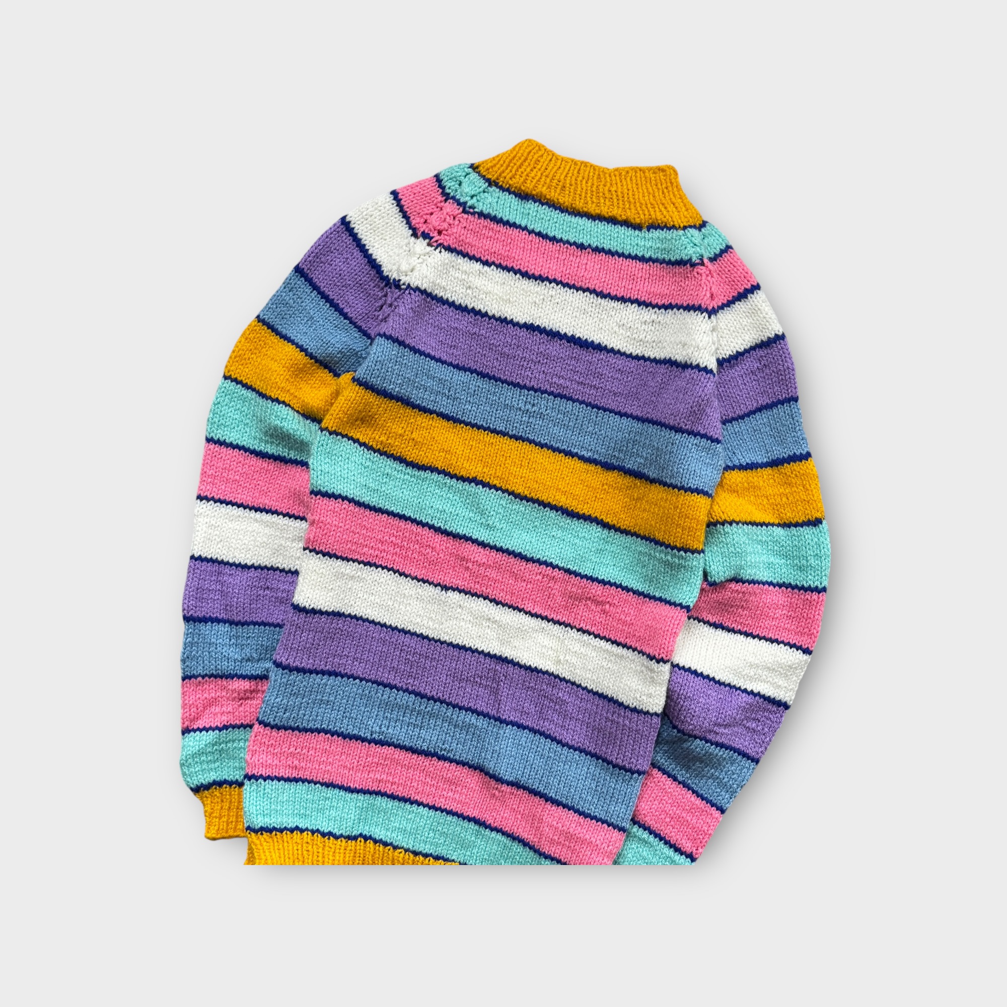 Vintage Multicolour Knit Sweater with Striped Design image 4