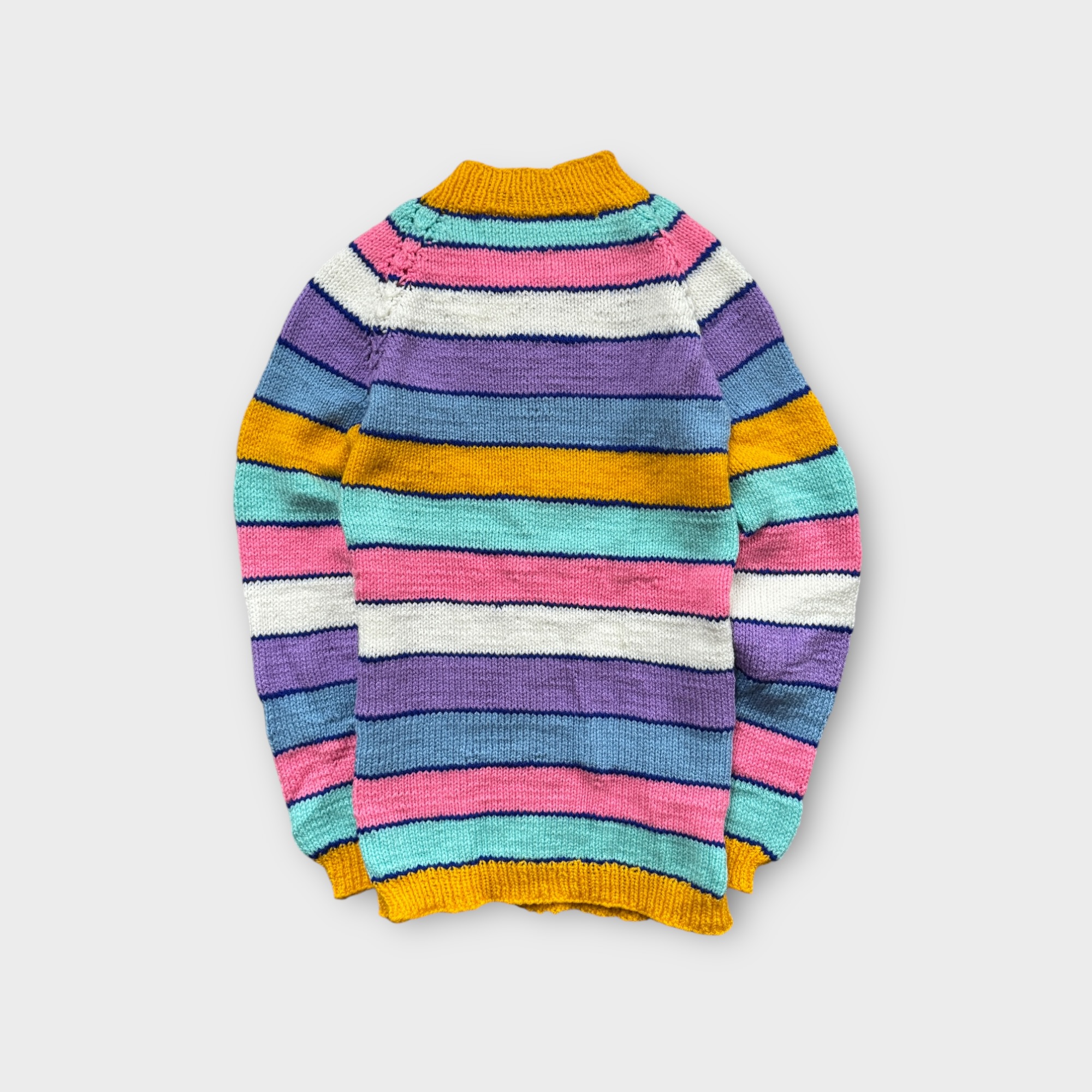 Vintage Multicolour Knit Sweater with Striped Design image 2