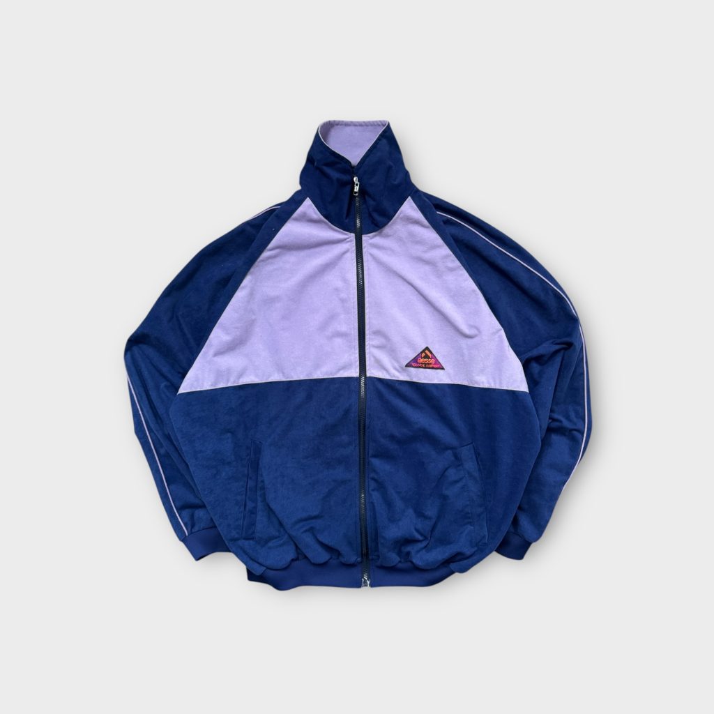 Vintage Aesse Velour Track Jacket in Lavender and Blue