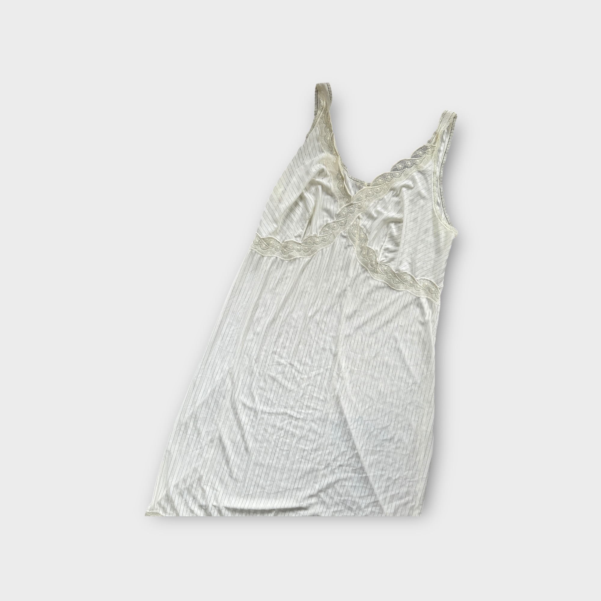 Vintage Pastel Yellow Lace-Trim Slip Dress image 3