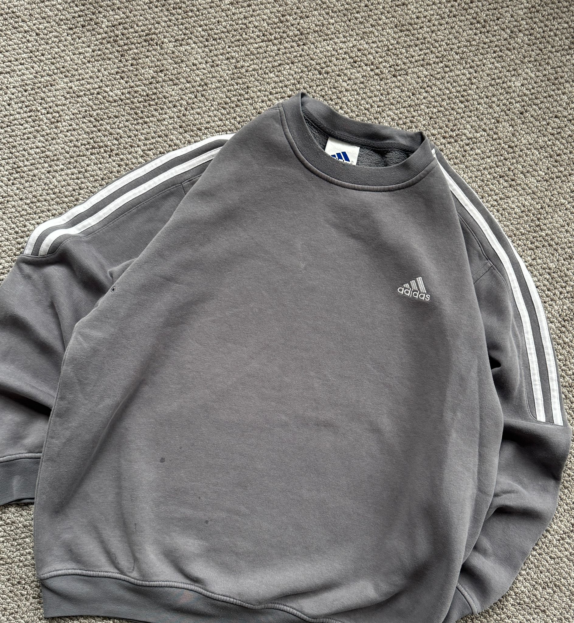 Adidas Grey Sweatshirt with Three Stripes and Logo