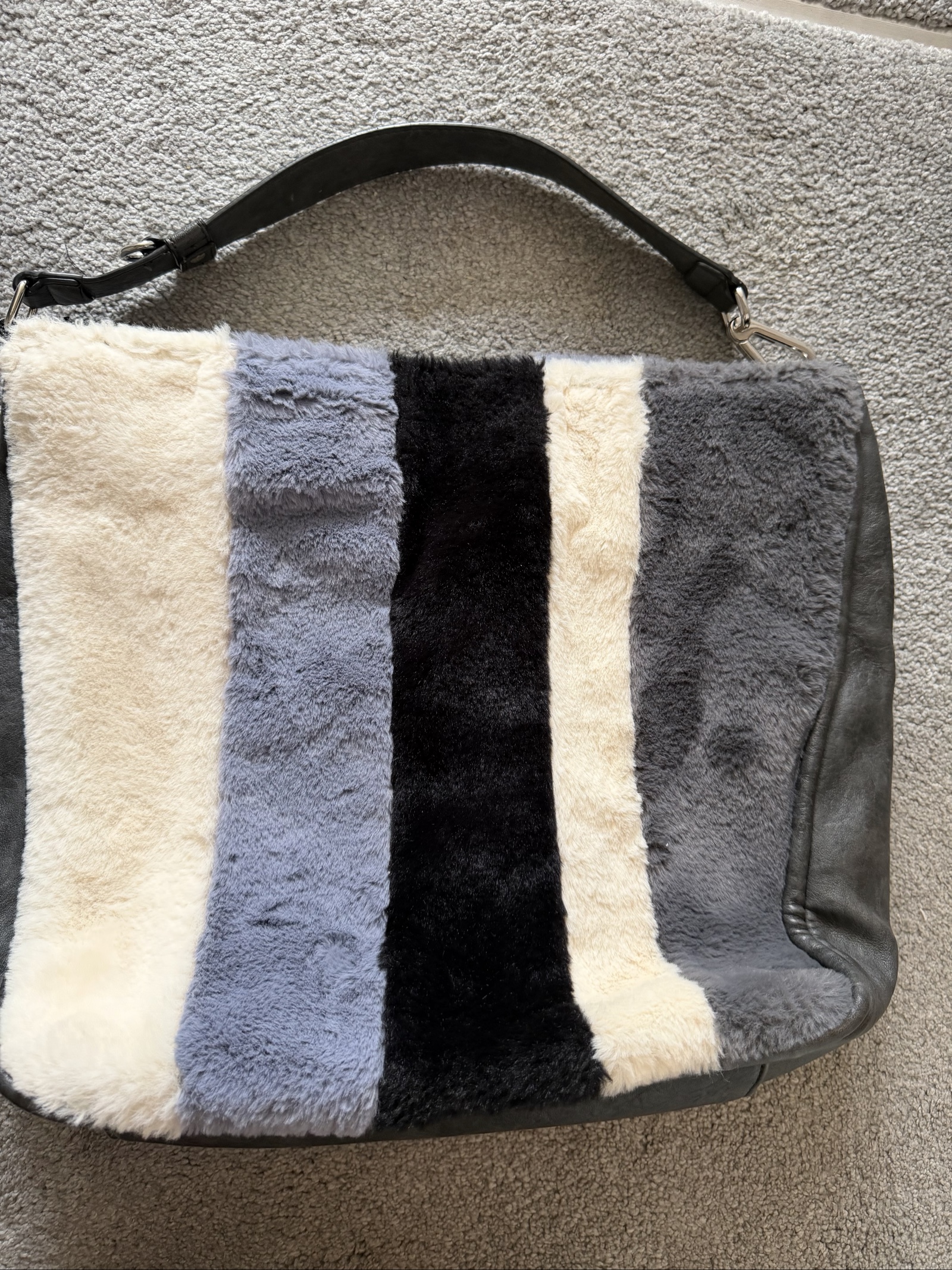 Next Faux Fur Panel Shoulder Bag Multicolor Large