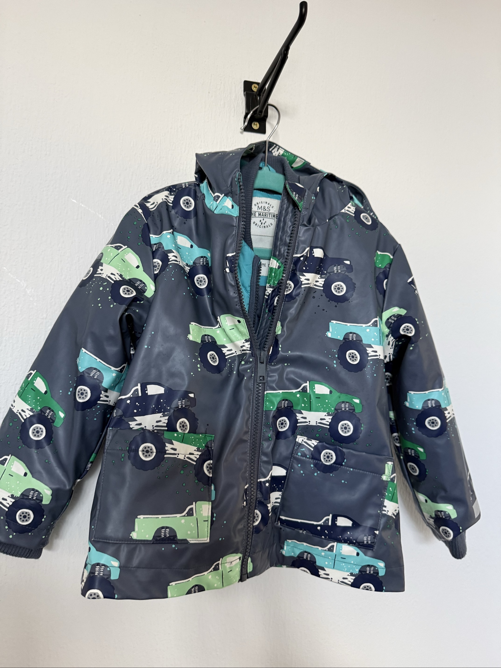 M&S Kids Waterproof Jacket 3-4 Yrs Truck Print