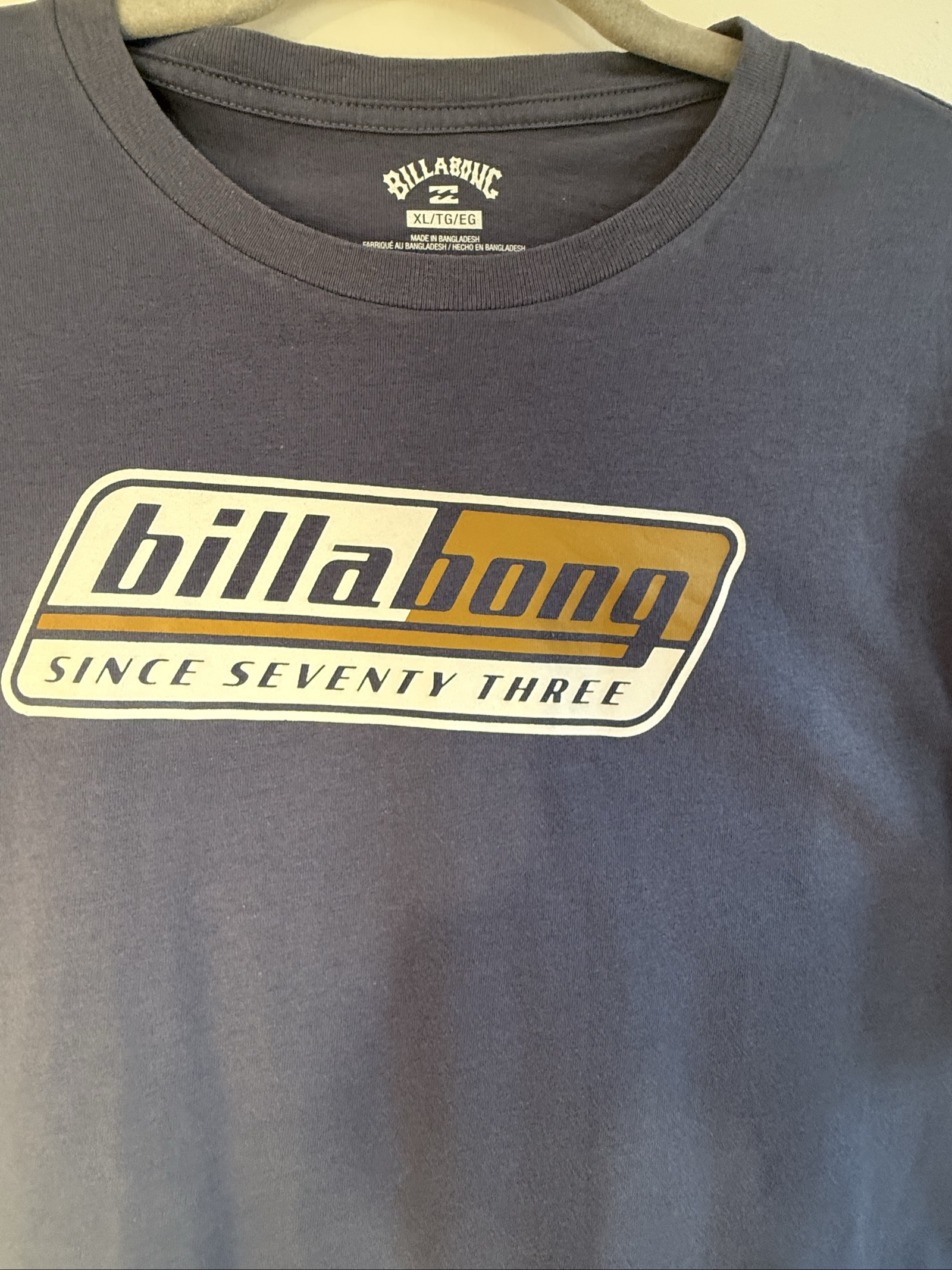 Billabong Logo T-Shirt XL Navy Blue Cotton