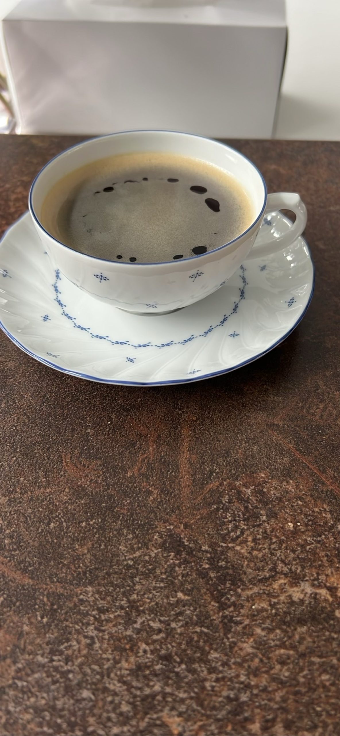 Classic Fine China Teacup and Saucer Set with Blue Trim