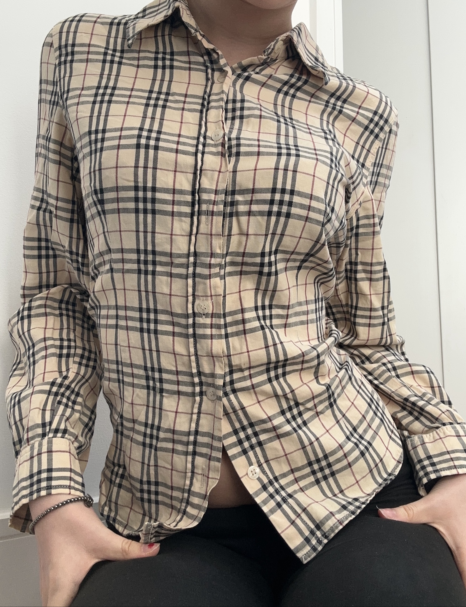 Burberry Beige Check Cotton Shirt UK M