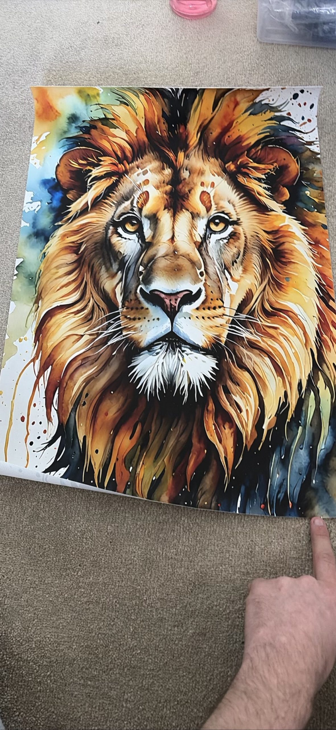 Lion Portrait Wall Art Poster Vibrant Watercolor Design