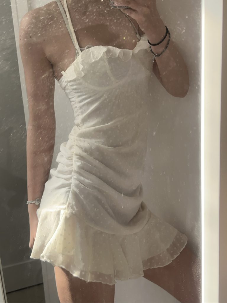 White Ruffle Detail Strappy Mini Dress Size S
