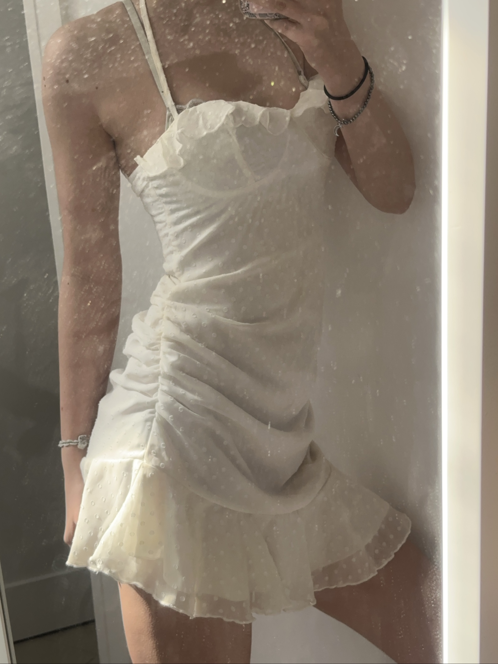 White Ruffle Detail Strappy Mini Dress Size S