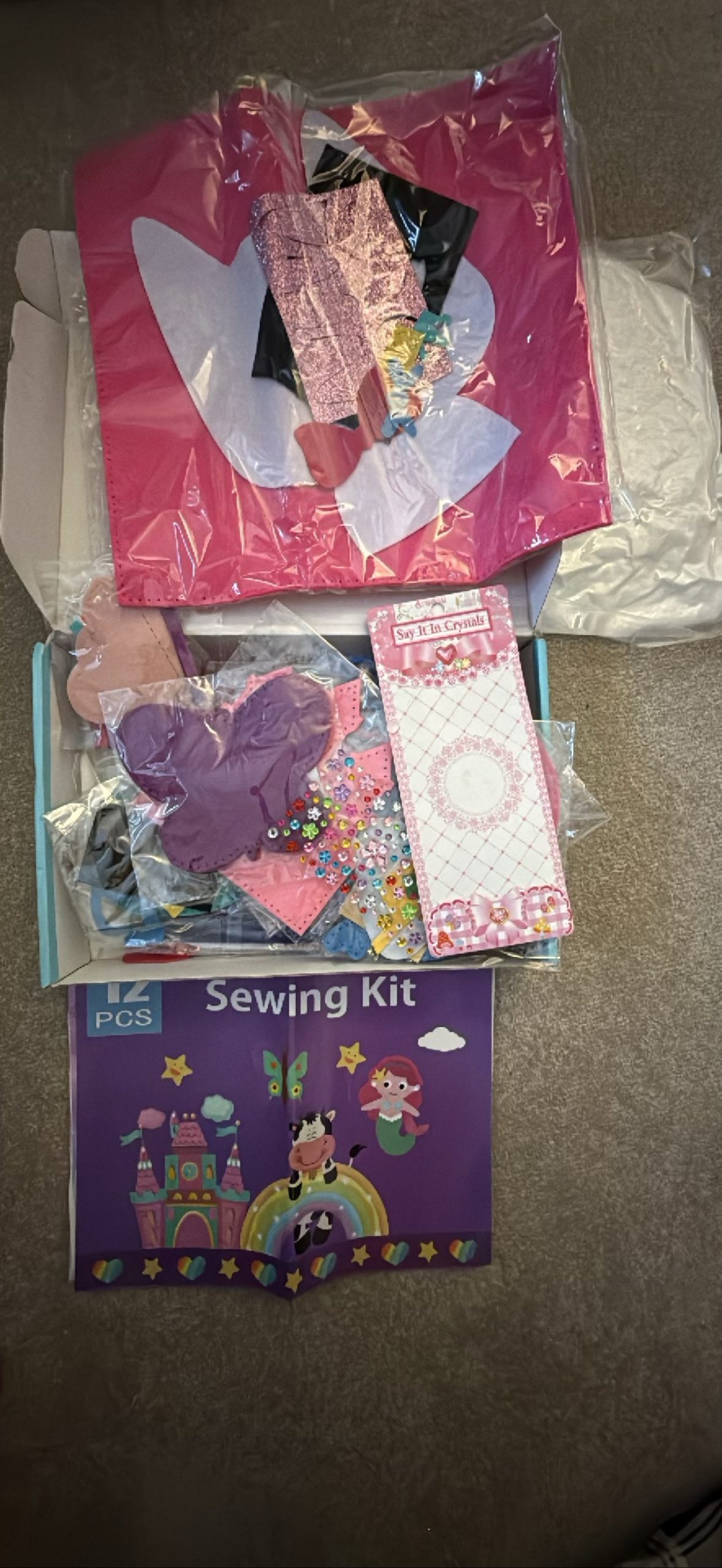 12 Piece Children's Sewing Kit with Butterfly Crafts and Decoration
