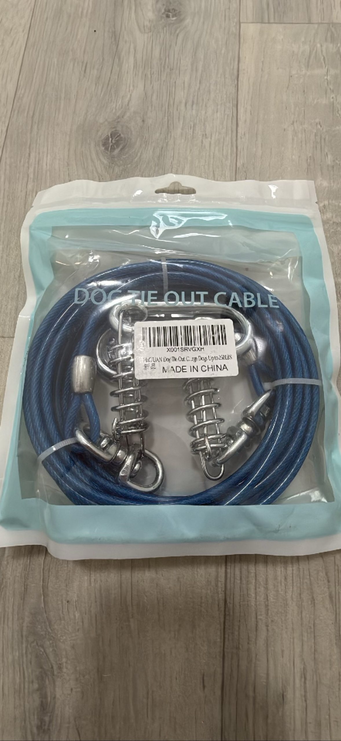 HafUAN Dog Tie Out Cable for Dogs up to 250lbs Blue