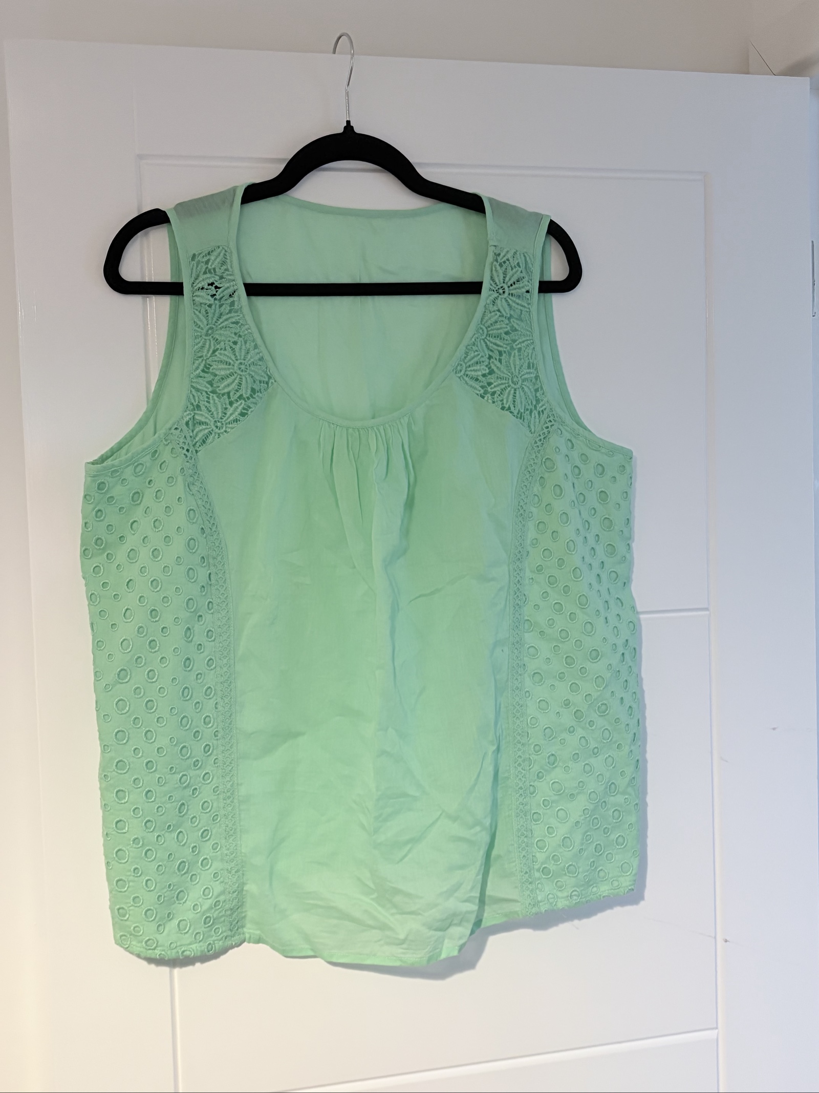 TU Women's Green Sleeveless Lace Detail Top Size M