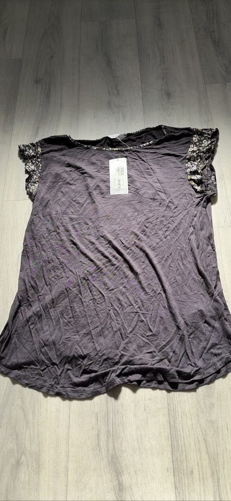 M&S Black Floral Sleeve Top UK 10