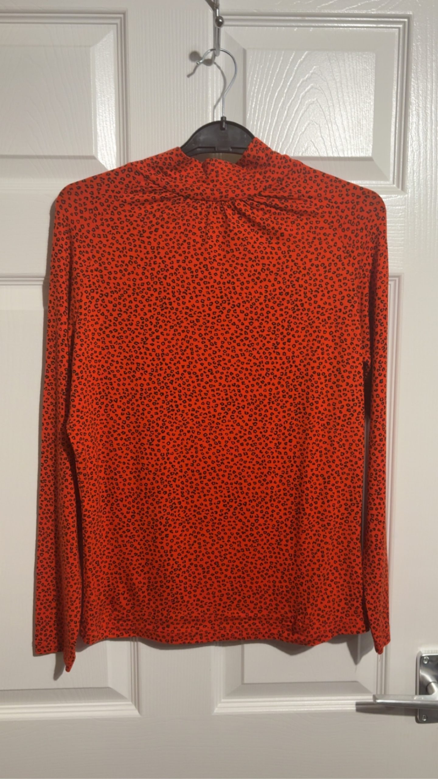 Red Leopard Print Long Sleeve Top Size M