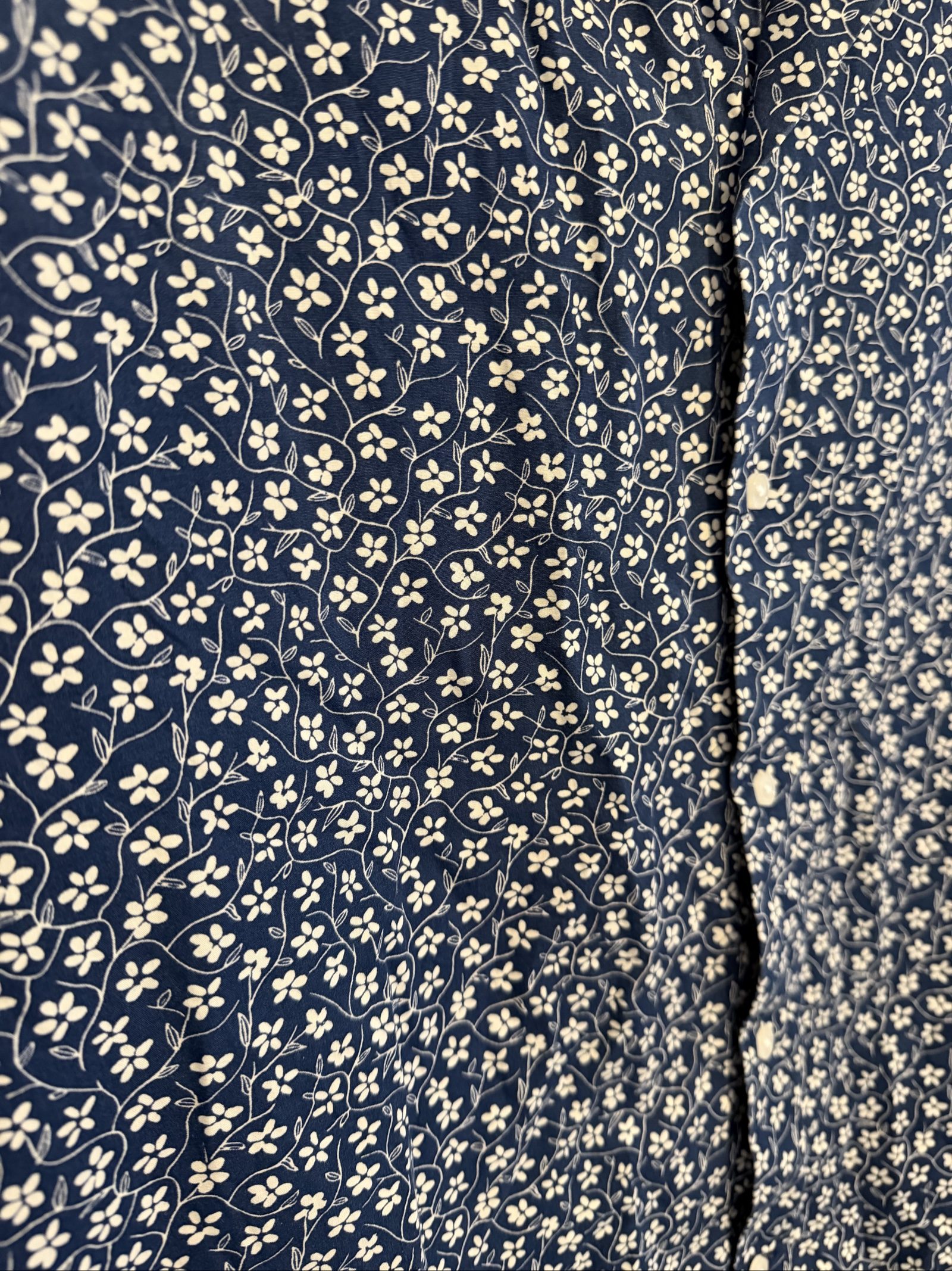 Next Men's Regular Fit Navy Blue Floral long sleeve Shirt 16 Collar image 4