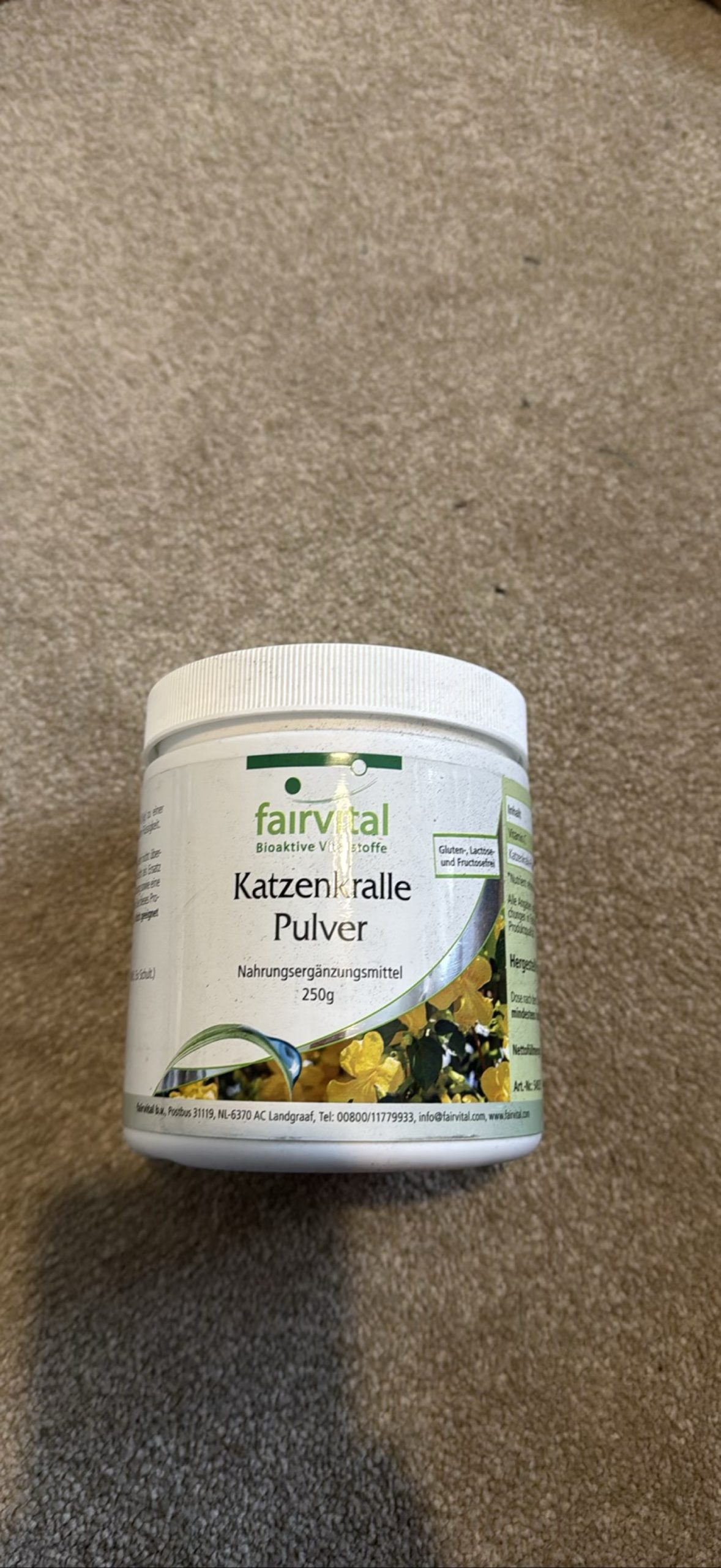 Fairvital Katzenkralle Pulver 250g Herbal Supplement