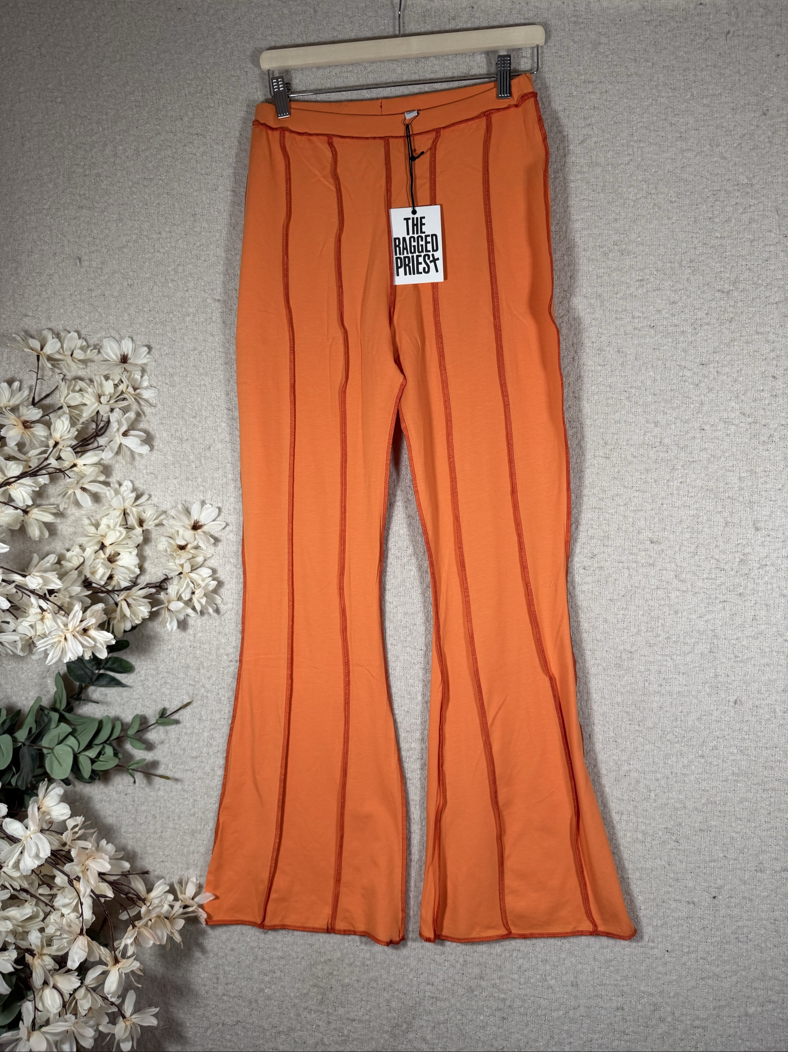 The Ragged Priest Orange Cotton Blend Flared Trousers M