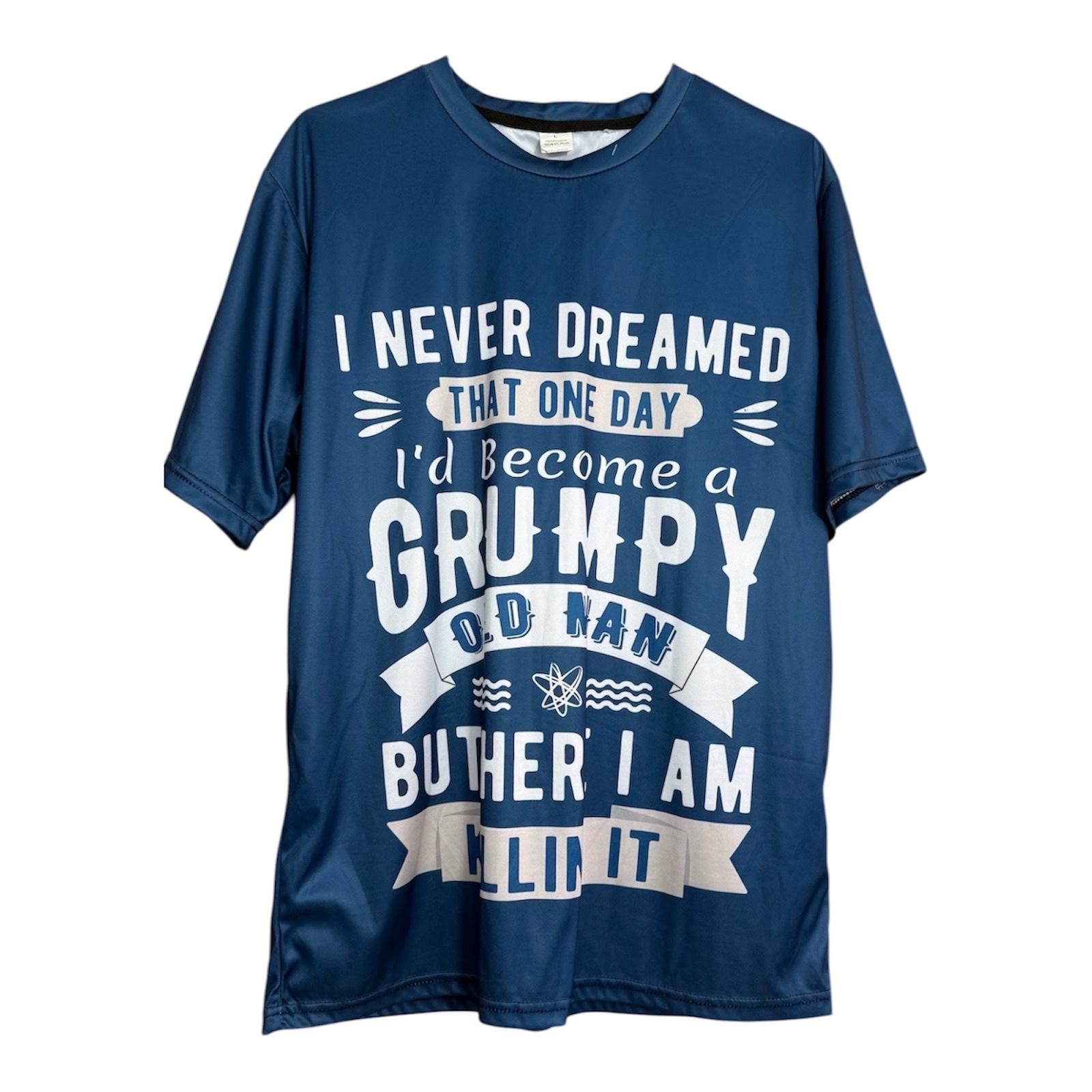 Unbranded Funny Grumpy Old Man T-Shirt Men L Navy Blue Graphic Slogan Tee