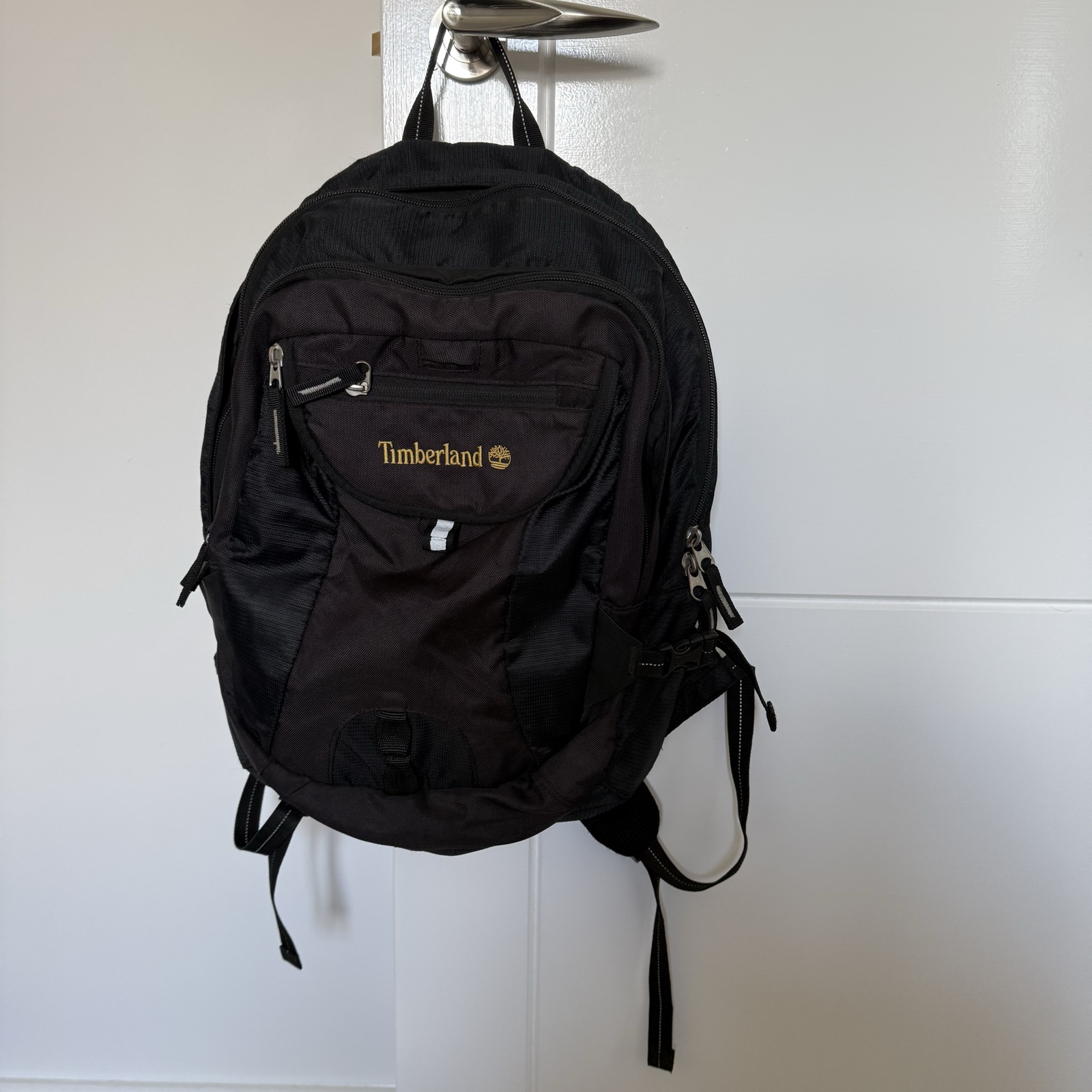 Timberland Black Backpack with Multiple Compartments