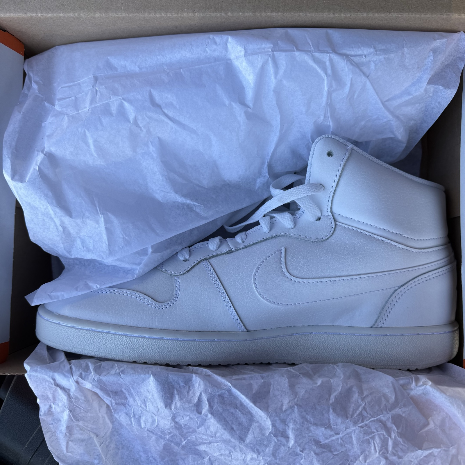 Nike Air Jordan 1 Mid White Leather Trainers UK 10