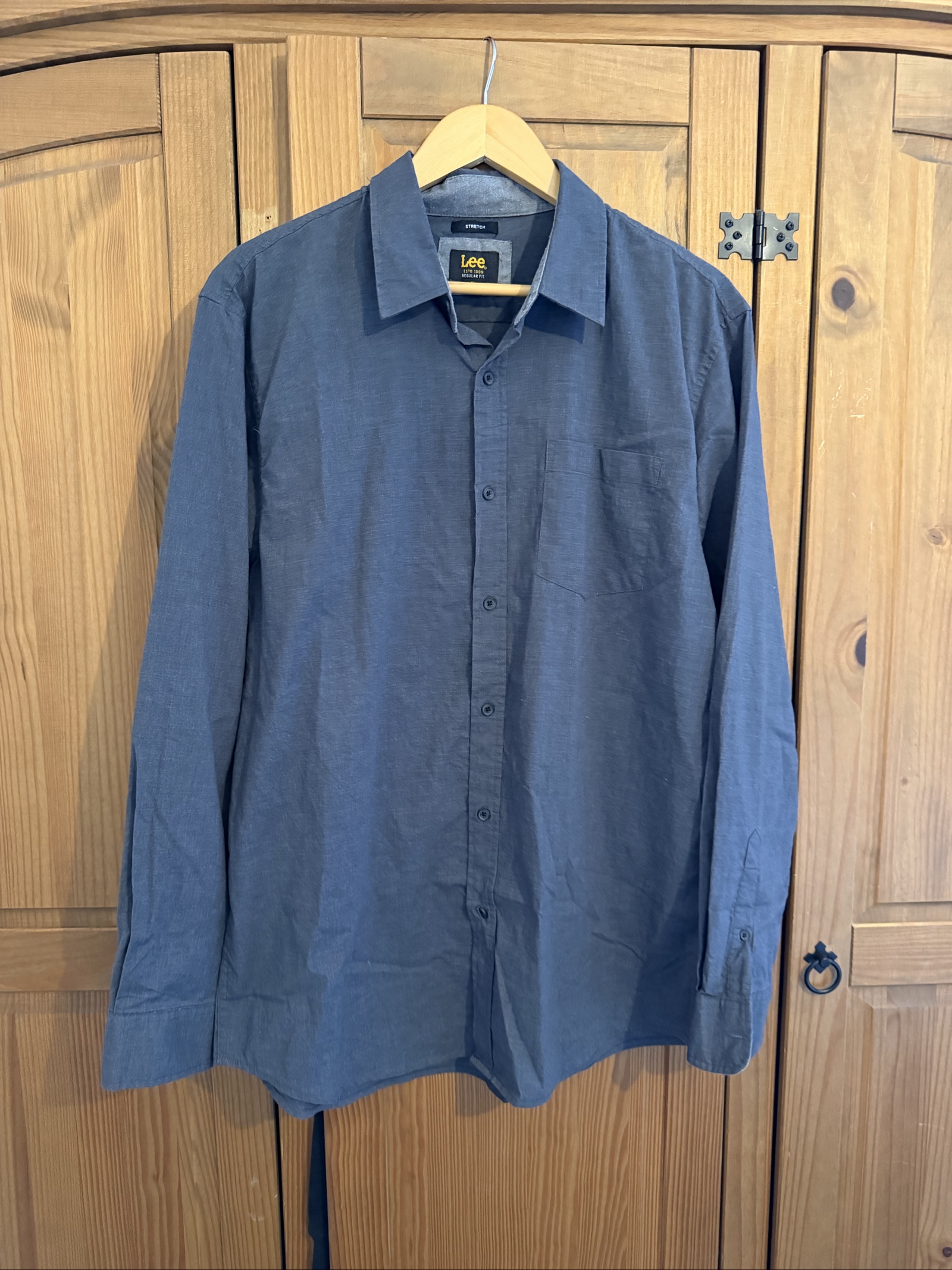 Lee Men's Grey Stretch Shirt XL Regular Fit