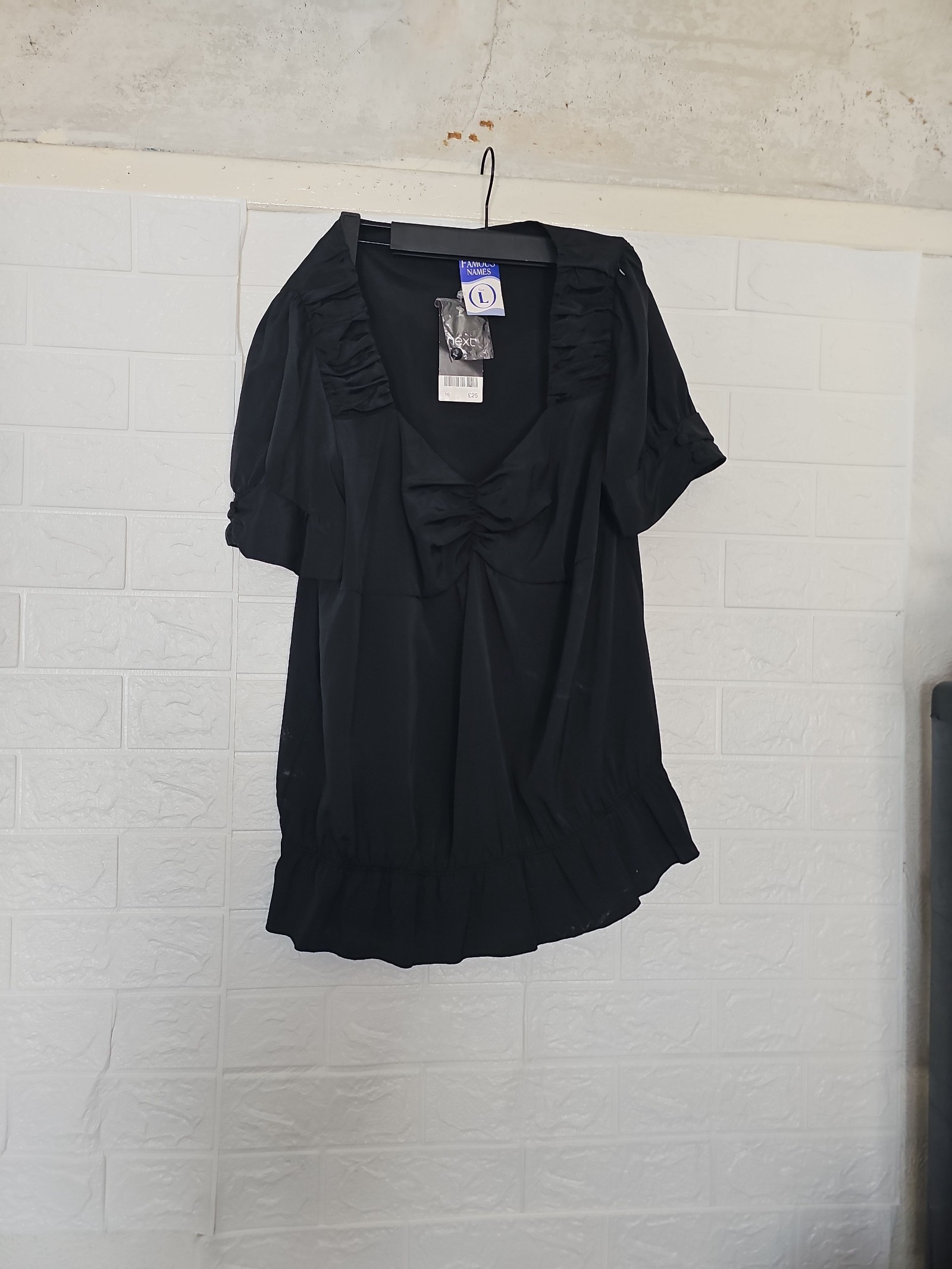 Next Black Ruffle Detail Top Large