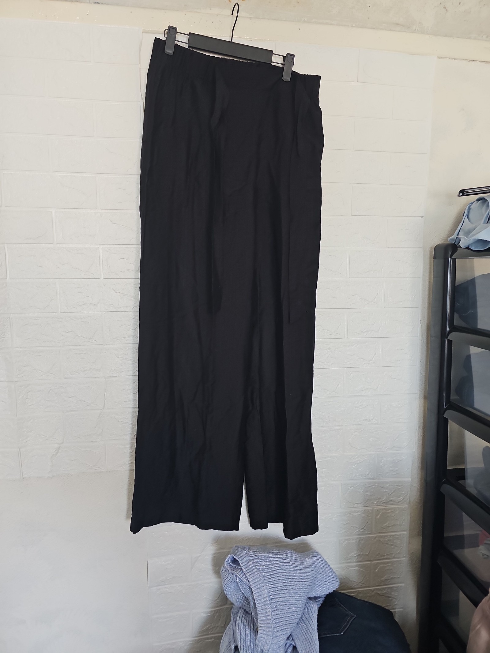 Unbranded Black Wide Leg Trousers Size Other Elastic Waist