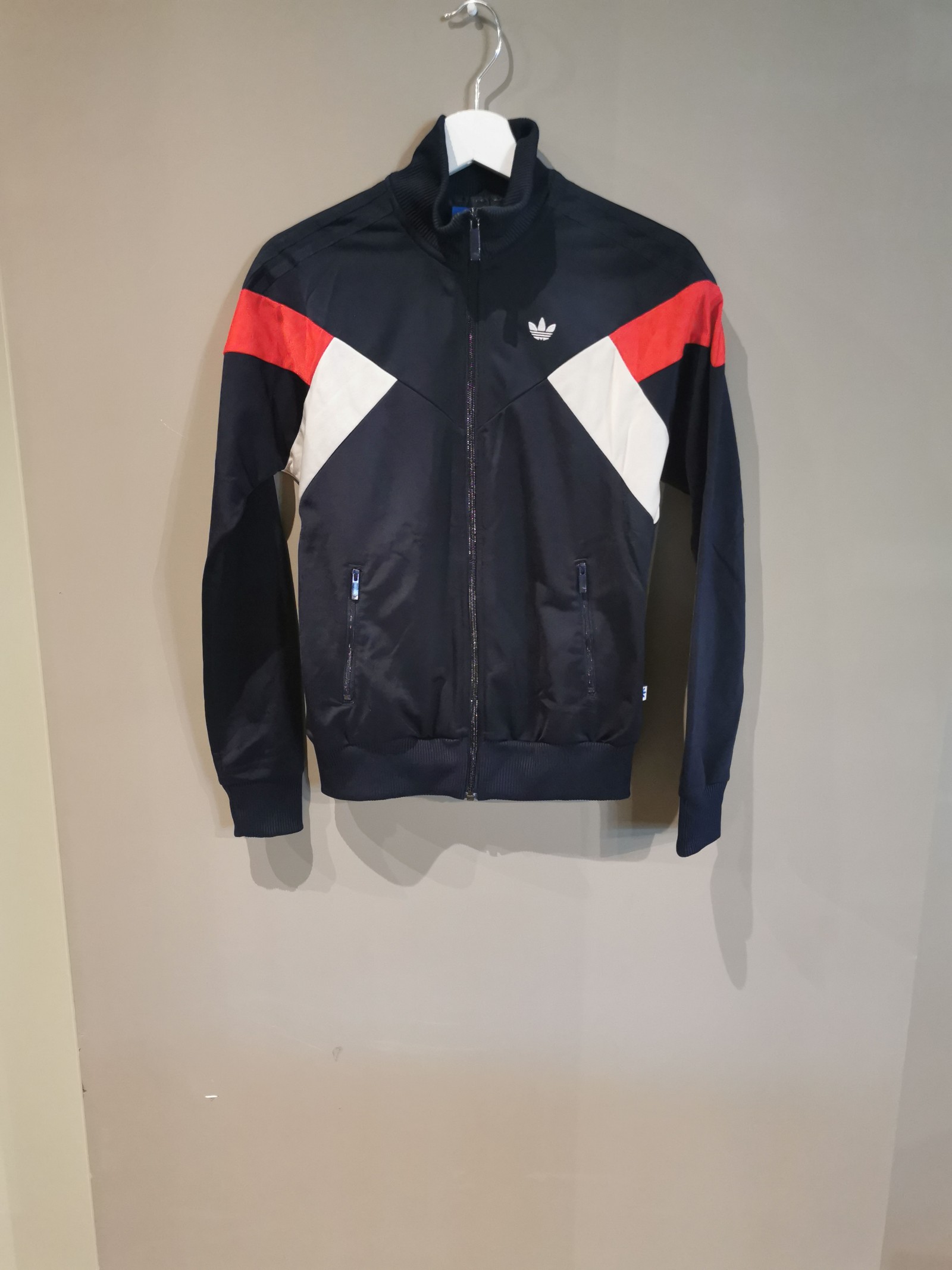Adidas Womens Tracksuit Top Jacket UK 10 Small Navy Blue Colourblock