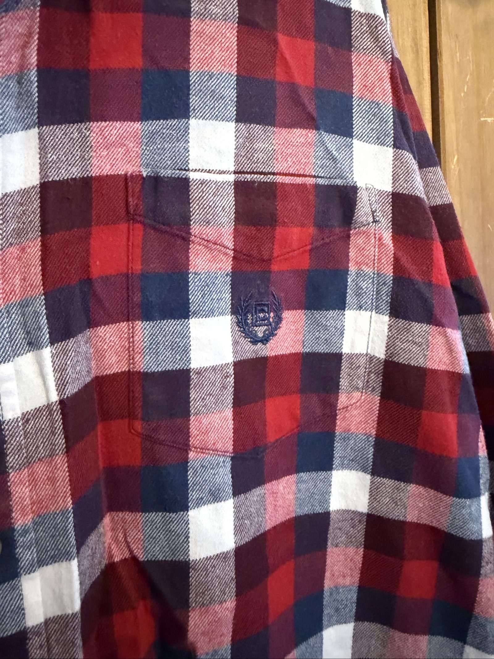 Chaps Men's XL Red Blue Check flannel Cotton Shirt image 4