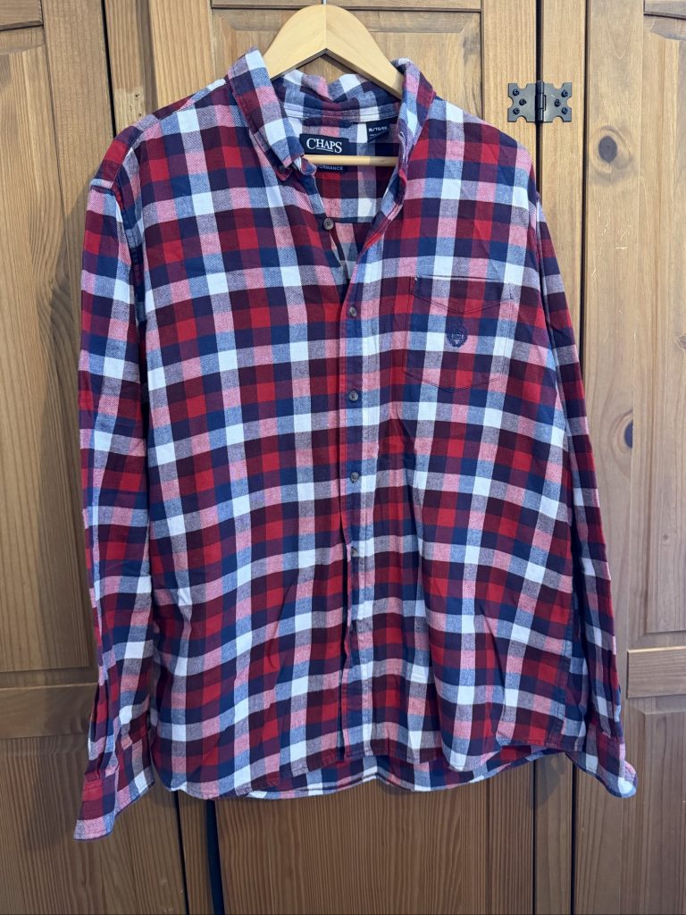 Chaps Men's XL Red Blue Check flannel Cotton Shirt
