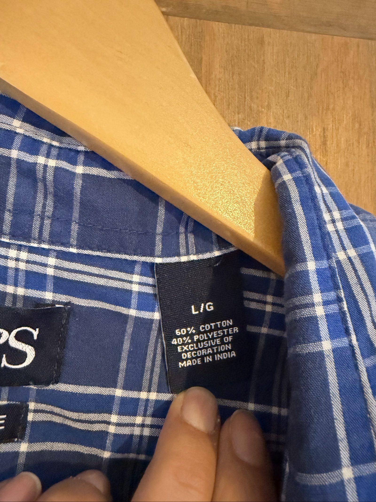 Chaps Men's Blue Checked long sleeved Shirt L Cotton image 5