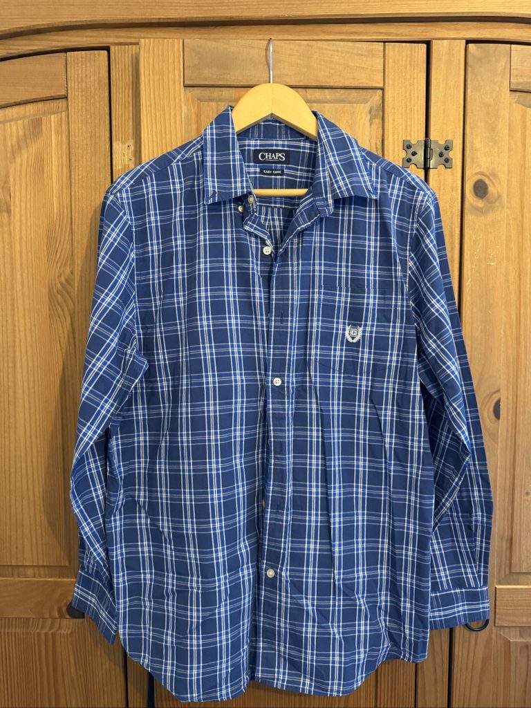 Chaps Men's Blue Checked long sleeved Shirt L Cotton