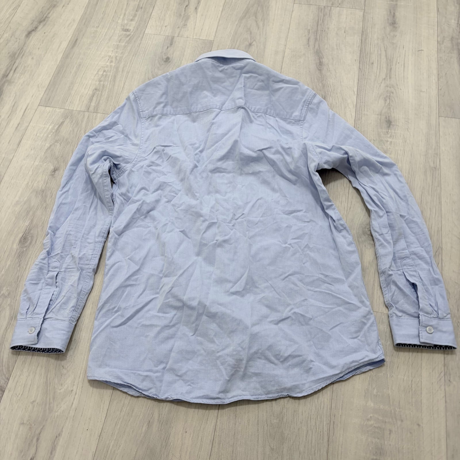 Next Blue Long Sleeve Shirt 14 years with Patterned Trim image 2