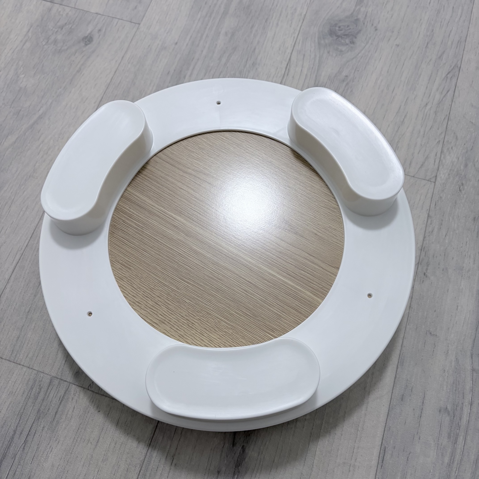 TWUTGAYW Round Shower Shelf with Wood Effect Base image 2