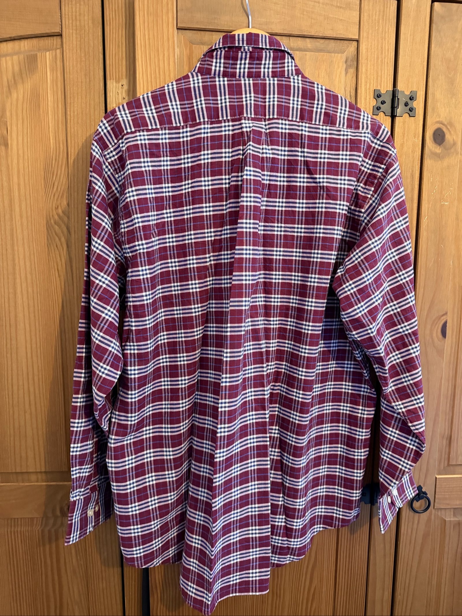 Chaps Men's Classic Fit Shirt Size 17.5 Burgundy Check image 2