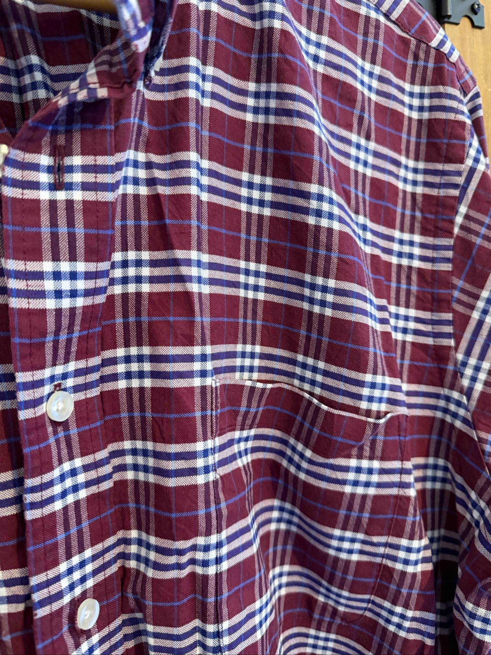 Chaps Men's Classic Fit Shirt Size 17.5 Burgundy Check image 4